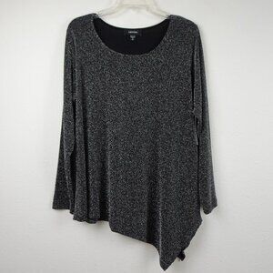 Karen Kane Sparkle Top Women's Plus Size 1X Black Silver Asymmetric Made in USA